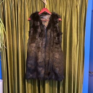 Long Black Faux fur vest